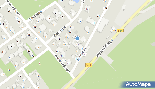 Zielonka, Wschodnia, 5A, mapa Zielonka