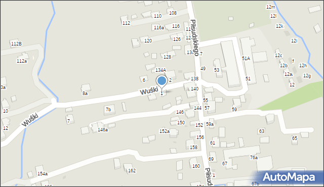 Dynów, Wuśki, 1, mapa Dynów