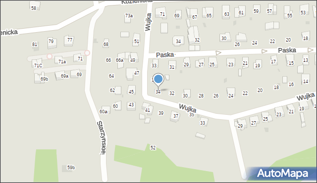 Kraków, Wujka Jakuba, ks., 34, mapa Krakowa