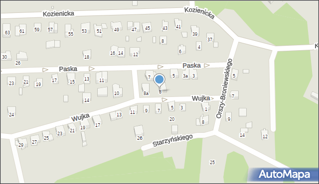 Kraków, Wujka Jakuba, ks., 8, mapa Krakowa