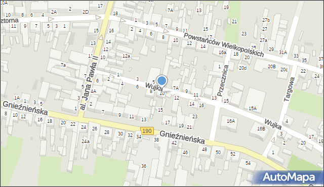 Wągrowiec, Wujka Jakuba, ks., 10, mapa Wągrowiec