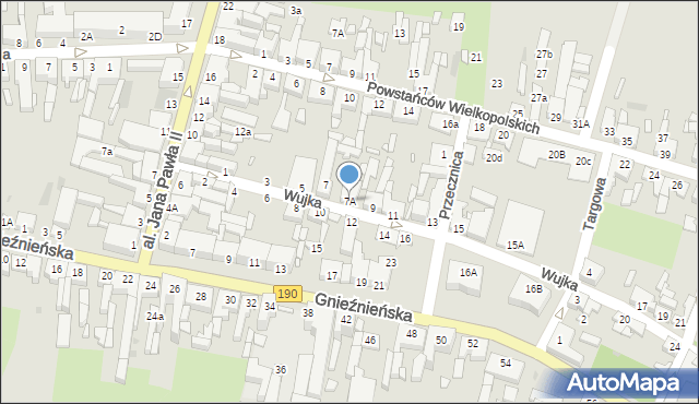 Wągrowiec, Wujka Jakuba, ks., 7A, mapa Wągrowiec