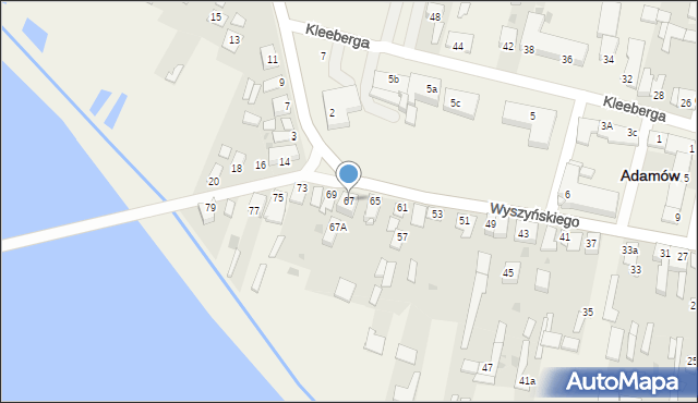 Adamów, Wyszyńskiego Stefana, ks. kard., 67, mapa Adamów