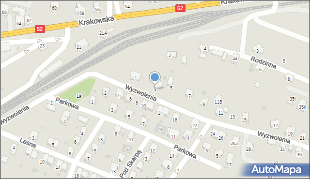 Andrychów, Wyzwolenia, 3, mapa Andrychów