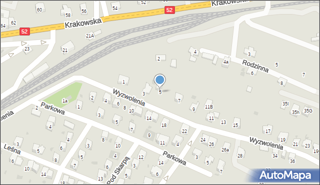 Andrychów, Wyzwolenia, 5, mapa Andrychów