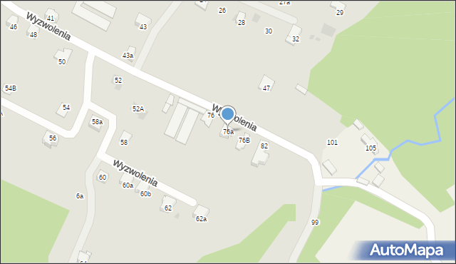 Andrychów, Wyzwolenia, 76a, mapa Andrychów