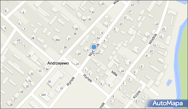 Andrzejewo, Wysocka, 1, mapa Andrzejewo