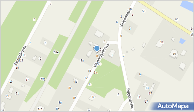 Anielin Swędowski, Wypoczynkowa, 8, mapa Anielin Swędowski