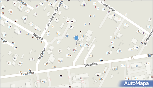 Biała Podlaska, Wybickiego Józefa, gen., 9, mapa Białej Podlaskiej