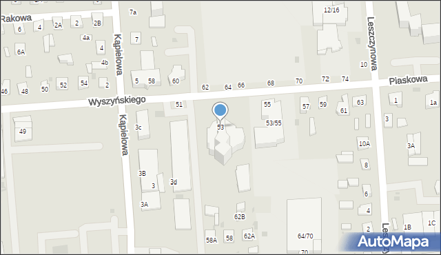Biała Podlaska, Wyszyńskiego Stefana, ks. kard., 53, mapa Białej Podlaskiej