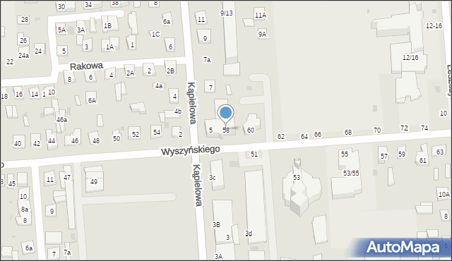 Biała Podlaska, Wyszyńskiego Stefana, ks. kard., 58, mapa Białej Podlaskiej