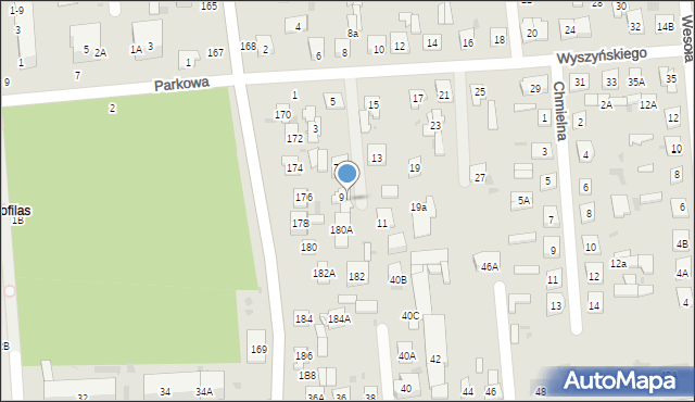 Biała Podlaska, Wyszyńskiego Stefana, ks. kard., 9A, mapa Białej Podlaskiej