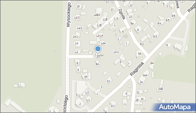 Białystok, Wysockiego Władysława, 10, mapa Białegostoku