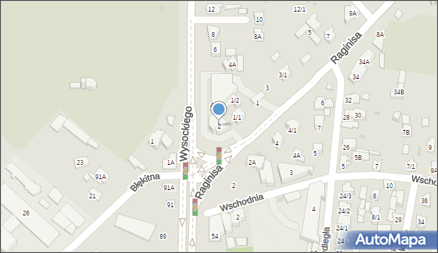 Białystok, Wysockiego Władysława, 2, mapa Białegostoku