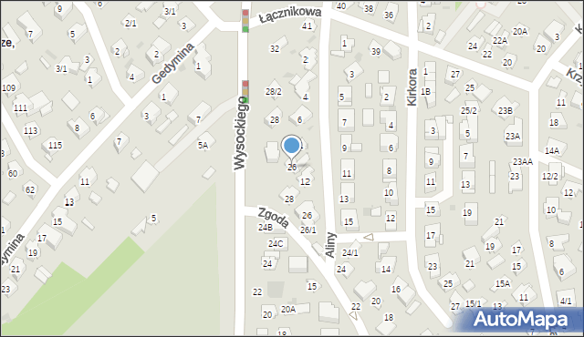 Białystok, Wysockiego Władysława, 26, mapa Białegostoku