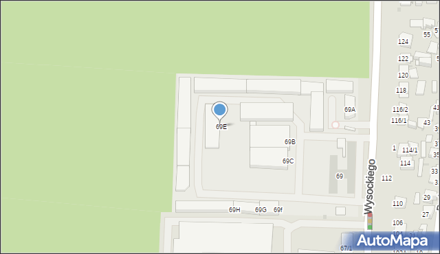 Białystok, Wysockiego Władysława, 69E, mapa Białegostoku