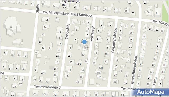 Białystok, Wybickiego Józefa, gen., 10, mapa Białegostoku