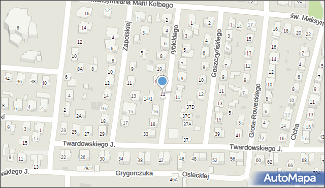 Białystok, Wybickiego Józefa, gen., 14, mapa Białegostoku