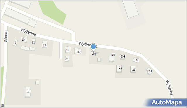 Bielkówko, Wyżynna, 16b, mapa Bielkówko