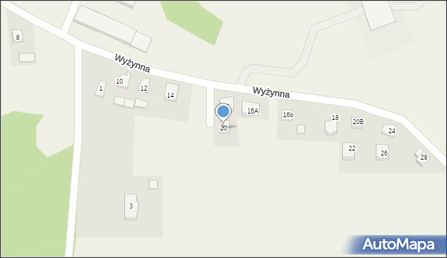 Bielkówko, Wyżynna, 20, mapa Bielkówko