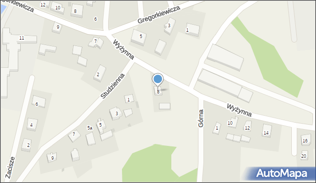 Bielkówko, Wyżynna, 8, mapa Bielkówko