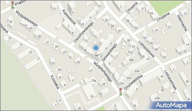 Bielsko-Biała, Wyspiańskiego Stanisława, 34a, mapa Bielsko-Białej