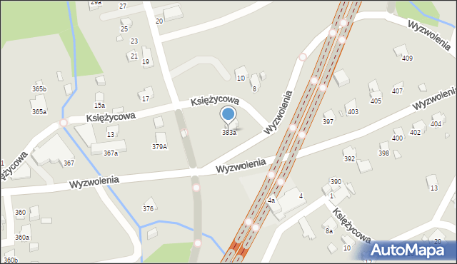 Bielsko-Biała, Wyzwolenia, 383a, mapa Bielsko-Białej