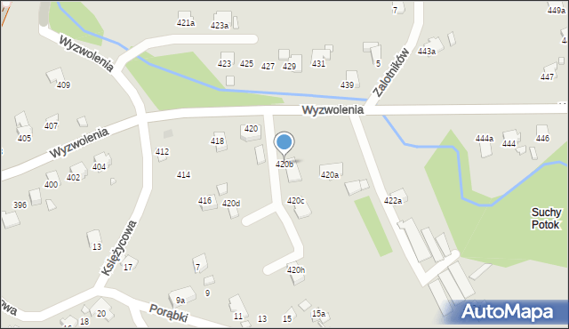Bielsko-Biała, Wyzwolenia, 420b, mapa Bielsko-Białej