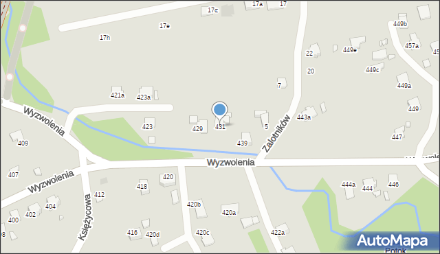 Bielsko-Biała, Wyzwolenia, 431, mapa Bielsko-Białej