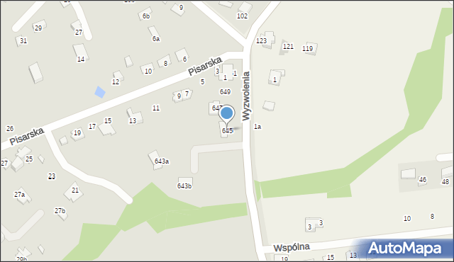 Bielsko-Biała, Wyzwolenia, 645, mapa Bielsko-Białej