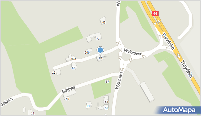 Bieruń, Wylotowa, 65, mapa Bieruń