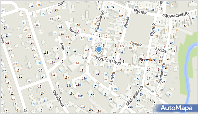 Brzesko, Wyszyńskiego Stefana, ks. kard., 7, mapa Brzesko