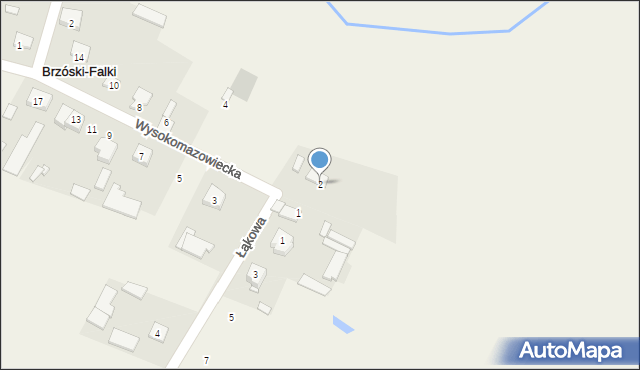 Brzóski-Falki, Wysokomazowiecka, 2, mapa Brzóski-Falki