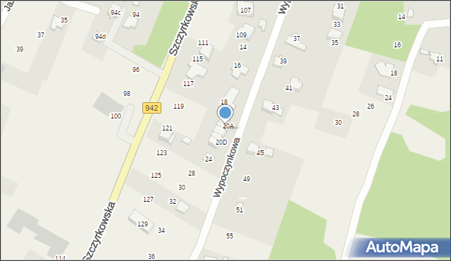 Bystra, Wypoczynkowa, 20B, mapa Bystra