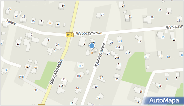 Bystra, Wypoczynkowa, 8, mapa Bystra