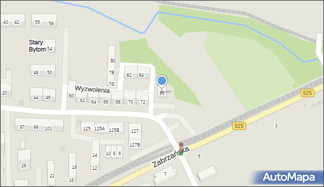 Bytom, Wyzwolenia, 86, mapa Bytomia