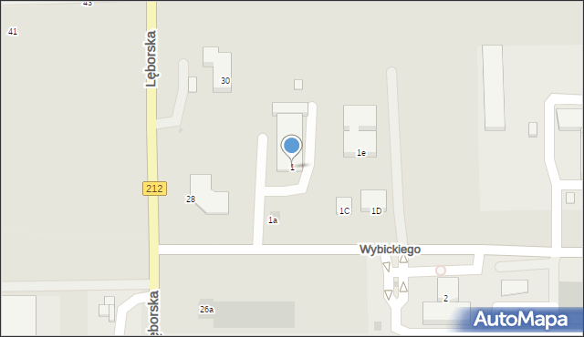 Bytów, Wybickiego Józefa, gen., 1, mapa Bytów