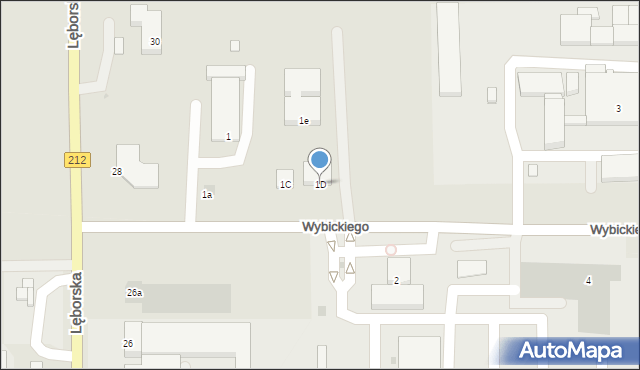 Bytów, Wybickiego Józefa, gen., 1D, mapa Bytów