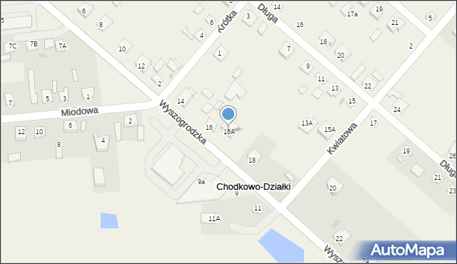 Chodkowo-Działki, Wyszogrodzka, 16A, mapa Chodkowo-Działki