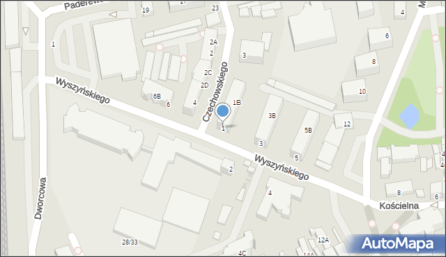 Chodzież, Wyszyńskiego Stefana, ks. prym. kard., 1, mapa Chodzież
