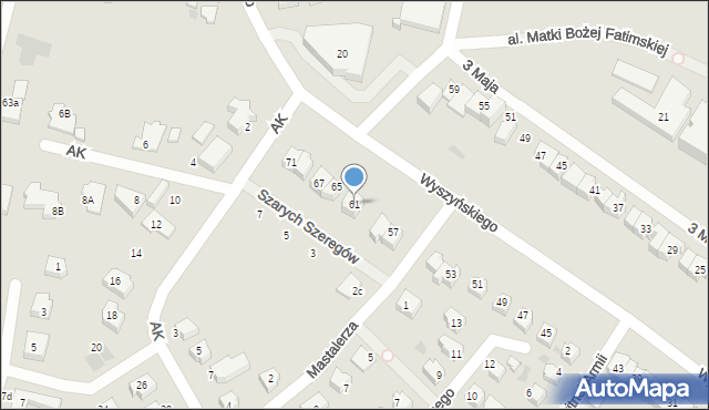 Chojnice, Wyszyńskiego Stefana, ks. kard., 61, mapa Chojnic