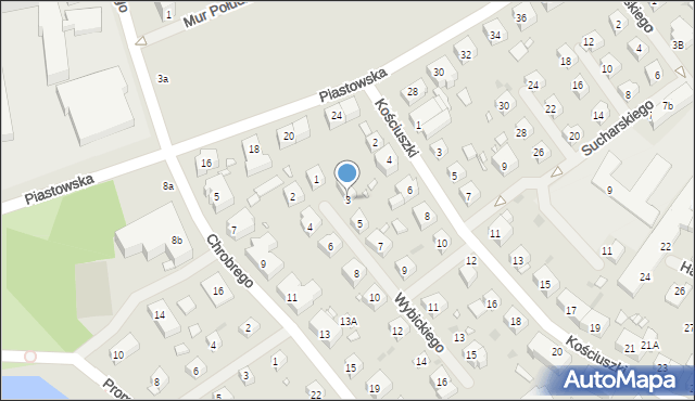 Choszczno, Wybickiego Józefa, gen., 3, mapa Choszczno