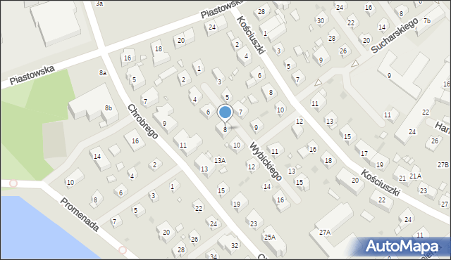 Choszczno, Wybickiego Józefa, gen., 8, mapa Choszczno