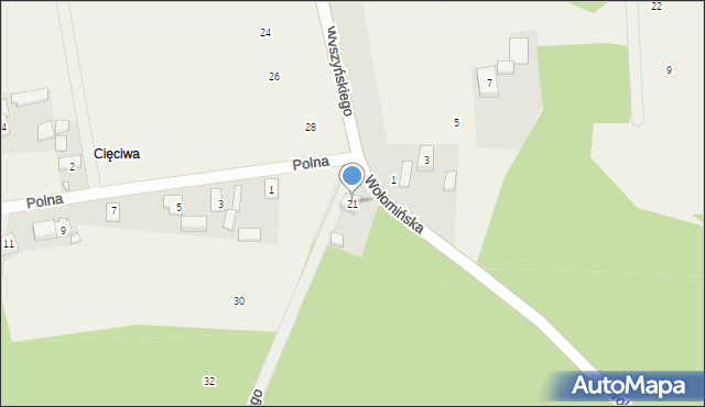 Cięciwa, Wyszyńskiego Stefana, ks. kard., 21, mapa Cięciwa