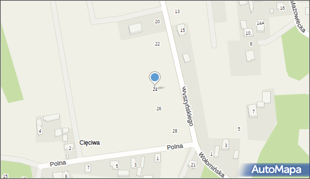 Cięciwa, Wyszyńskiego Stefana, ks. kard., 24, mapa Cięciwa