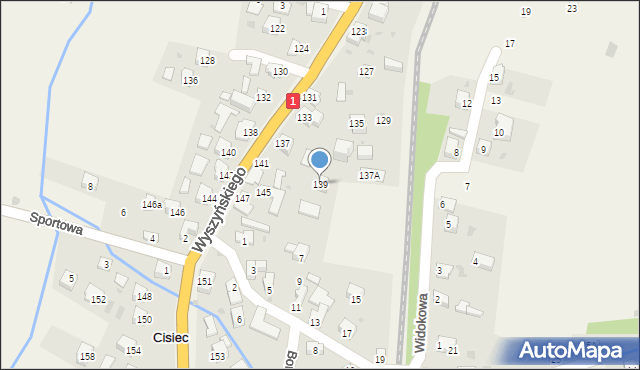 Cisiec, Wyszyńskiego Stefana, ks. prym. kard., 139, mapa Cisiec