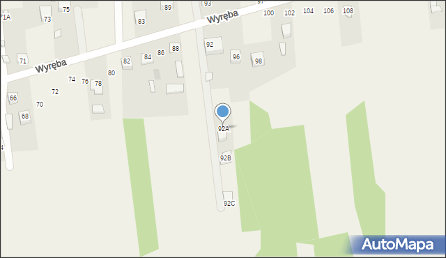 Ćmińsk, Wyręba, 92A, mapa Ćmińsk