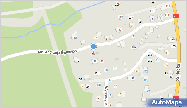 Czchów, Wypoczynkowa, 59, mapa Czchów