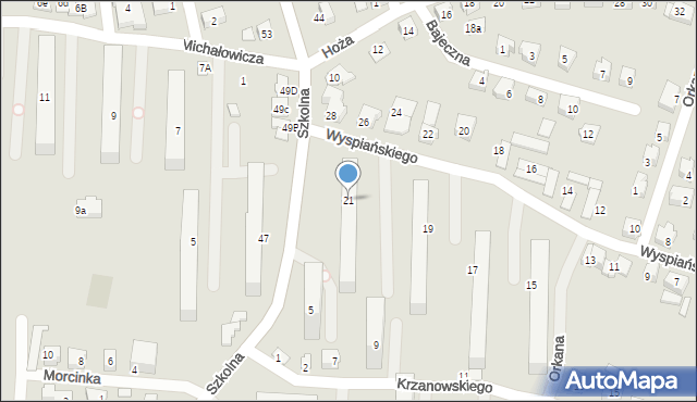 Czechowice-Dziedzice, Wyspiańskiego Stanisława, 21, mapa Czechowic-Dziedzic