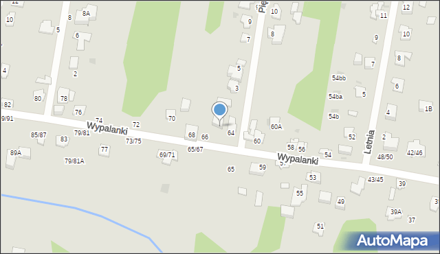 Częstochowa, Wypalanki, 64A, mapa Częstochowy